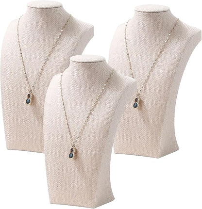 3Pcs Necklace Bust Stand for Selling, Linen Necklace Display Holder, Jewelry by FocusOnJewelryDisplay