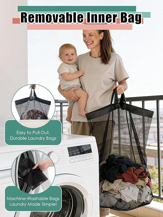WTREE Laundry Hamper with Lid, Reinforced Sturdy Clothes Hamper with - Image 3