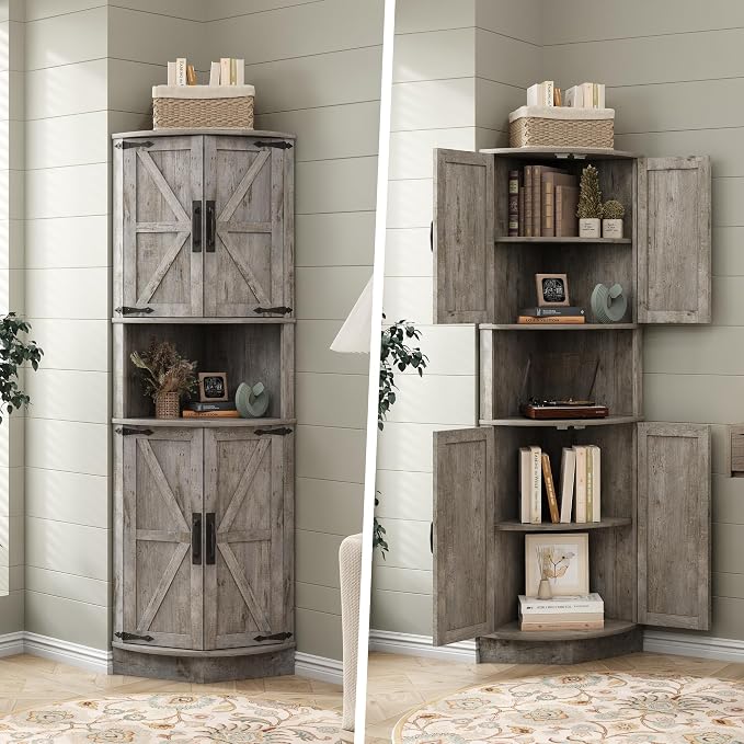 Vabches 64.8" Tall Farmhouse Corner Cabinet - Image 8