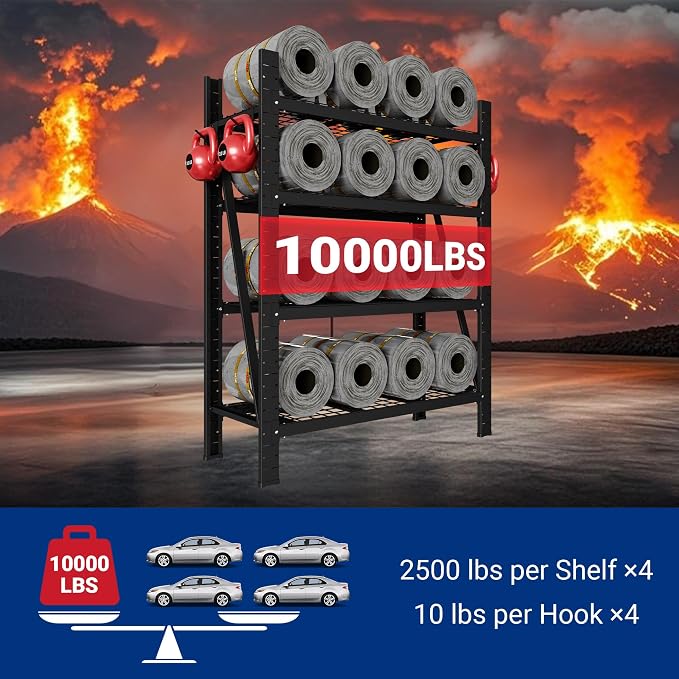 FLEXIMOUNTS 10000LBS 3 Pack Garage Shelving, 4-Tier Heavy Duty Shelving Unit - Image 3