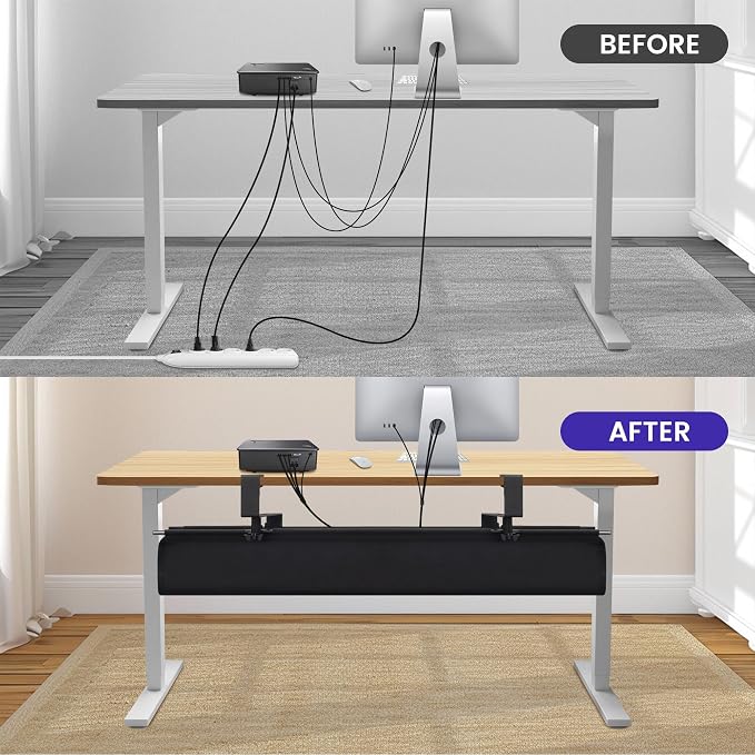 Under Desk Cable Management Tray, Clamp-On Cord Organizer，No Drilling Required - Image 6