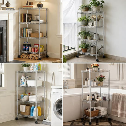 4-Tier Wire Shelf Metal Rack, Narrow Wire Shelving Unit, Small Wire Shelf | - Image 7