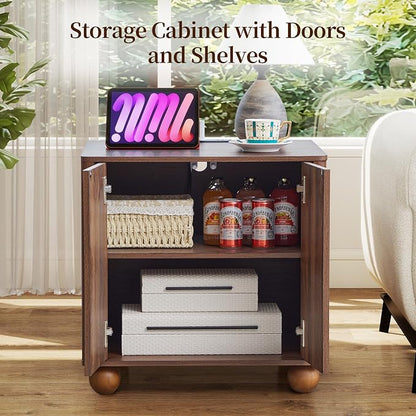 Bed Side Table Set of 2 with Charging Station, Mid Century Modern Nightstand - Image 4