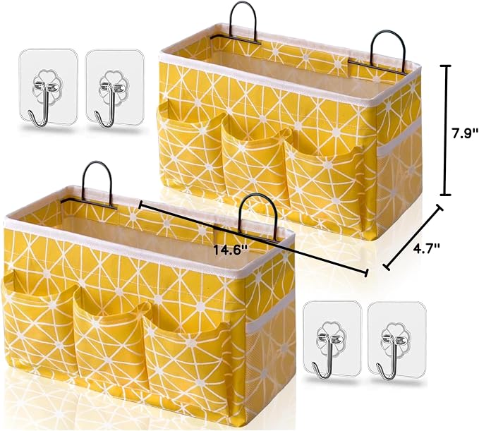2pcs 3-pockets Large Wall Hanging Organizer Bag, Linen Fabric Door Hanging - Image 7