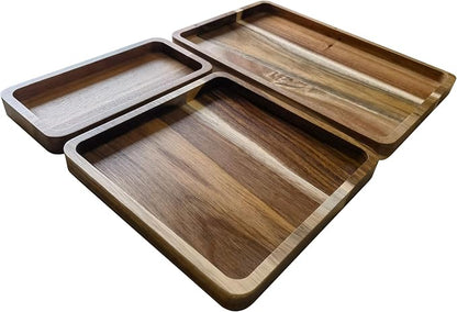 Acacia Wooden Valet Tray for Men, Natural Wood Grain EDC Tray Set Catch All for - Image 7