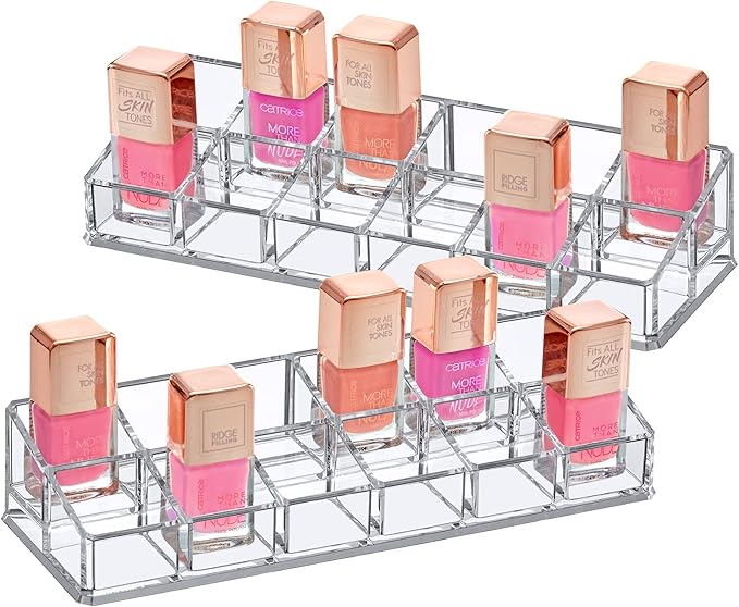 Amazing Abby - Glamour - 2-Pack 12-Slot Acrylic Nail Polish Organizer, Lipstick by AmazingAbby