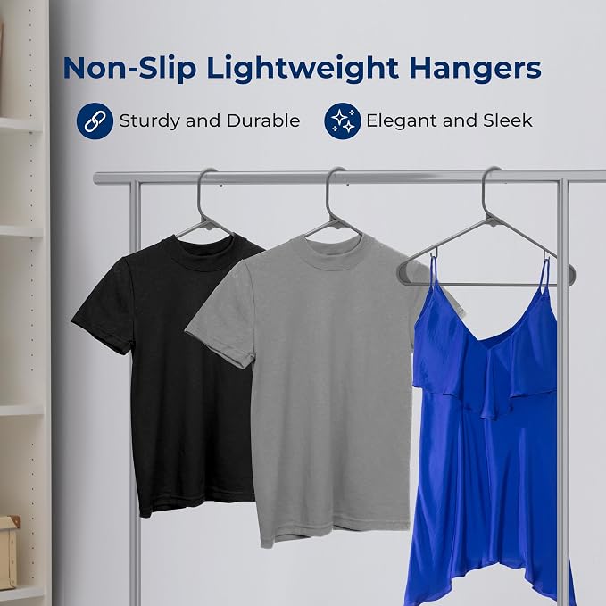 SereneLife 150 Pack Plastic Hangers, Lightweight, Space Saving Clothes - Image 4