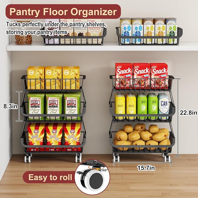 3-Tier Rolling Pantry Cart - Image 2