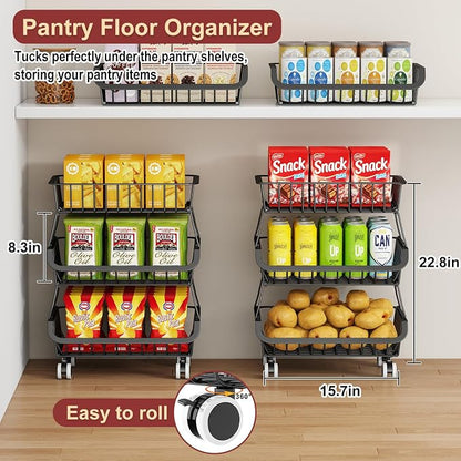 3-Tier Rolling Pantry Cart - Image 2