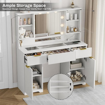 ONME 47.2" Fluted Vanity Desk - Image 2