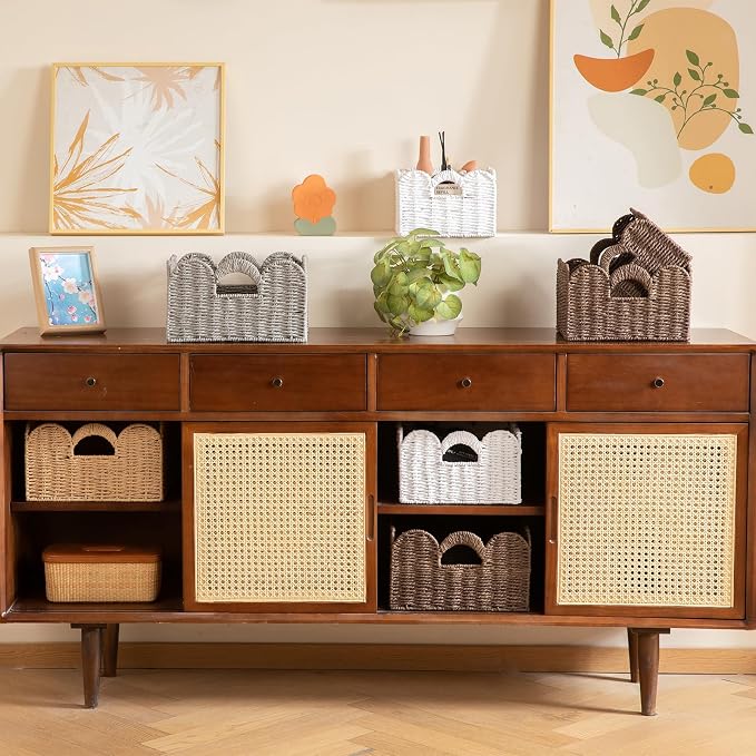 OIAHOMY Scalloped Wicker Baskets, Hand-woven Storage Baskets - Image 7