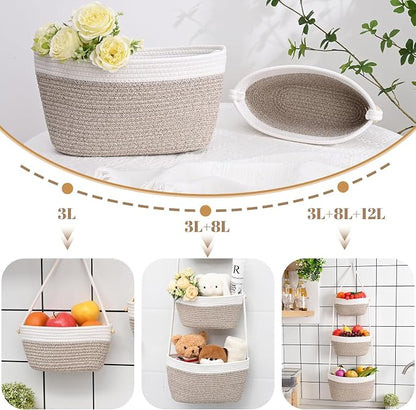 Hanging Basket, 3-Tier Woven Wall Basket - Image 2