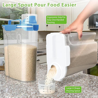 Rice Storage Container, 5 to 10lb Dry Food Airtight Dispenser, Pet Dog Cat Food - Image 3