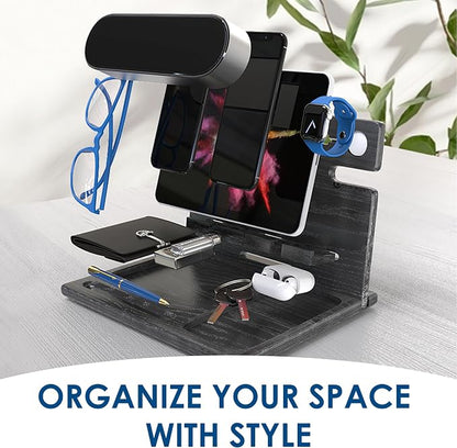 BarvA Two Phone Docking Station | Night Stand Desk Organizer | Wood Nightstand - Image 4