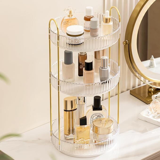 ROWNYEON 3-Tier Rotating Makeup Organizer, 360° Spinning Cosmetic Storage - Image 5