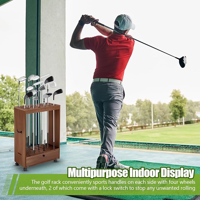 27 Hole Golf Club Stand Holder Wooden Golf Club Organizer Putter Display Rack - Image 5
