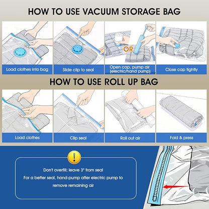 AROIC 50 Pack Vacuum Storage Bags, 5 Sizes + 2 Roll-up Space Saver Vacuum - Image 6