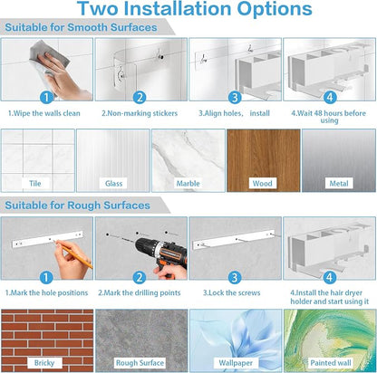 Hair Dryer Holder, Hair Tool Organizer Wall Mount, Metal Blow Dryer Holder - Image 7