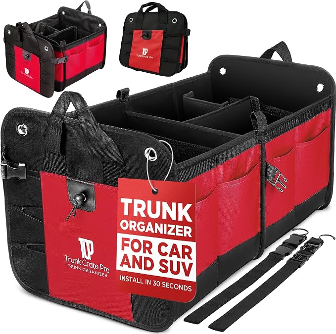 TRUNKCRATEPRO Red Car Accessories Trunk Organizer by TRUNKCRATEPRO