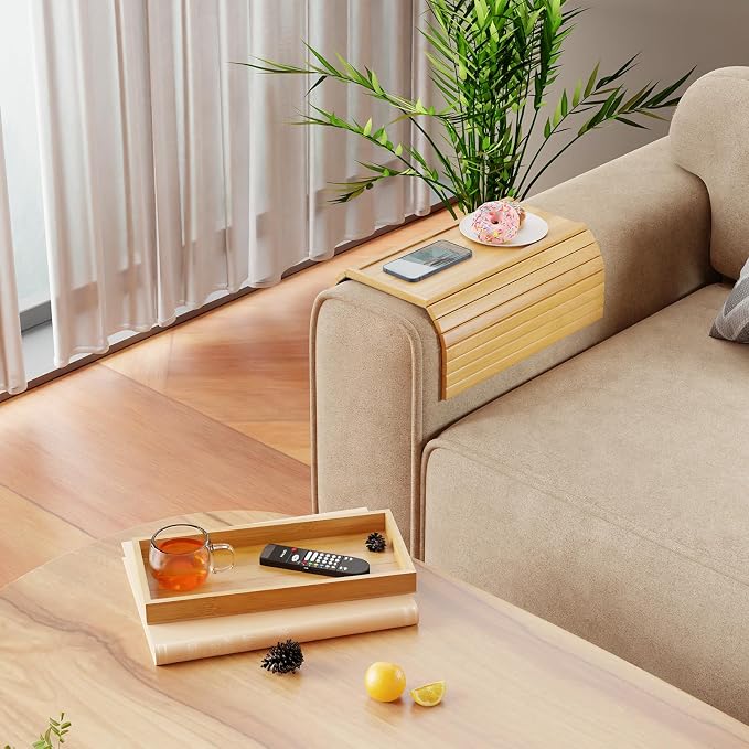 Bestjing Bamboo Sofa Armrest Tray Table - Image 8