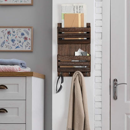 BTY Mail Holder for Wall, Wooden Mail Sorter - Image 5