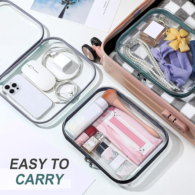 Sanwuta 6 Pcs Clear Hard Zipper Case Hard Plastic Zipper Pouches Transparent - Image 6