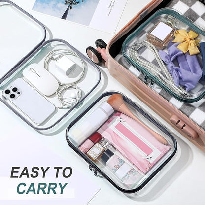 Sanwuta 6 Pcs Clear Hard Zipper Case Hard Plastic Zipper Pouches Transparent - Image 6