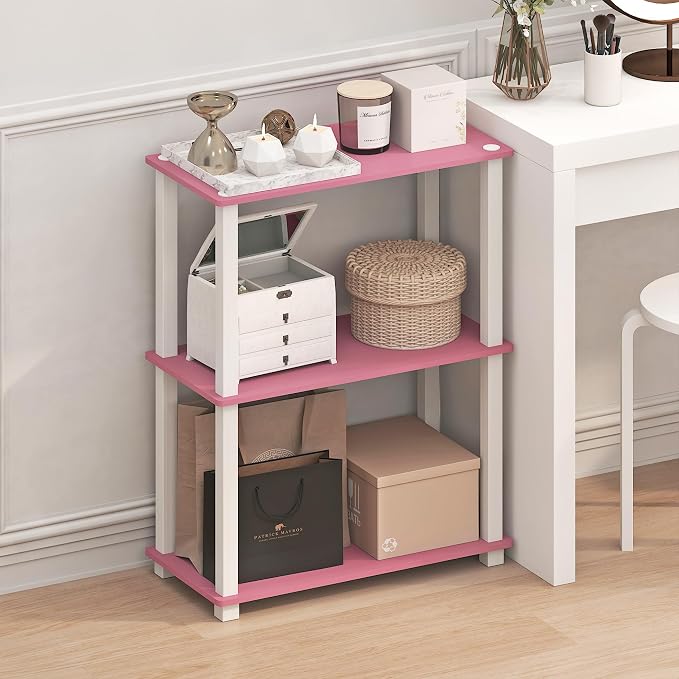 Furinno TURN-S-TUBE Storage Shelves, 3-Tier Book Shelf, Corner Shelf, Toolless - Image 2
