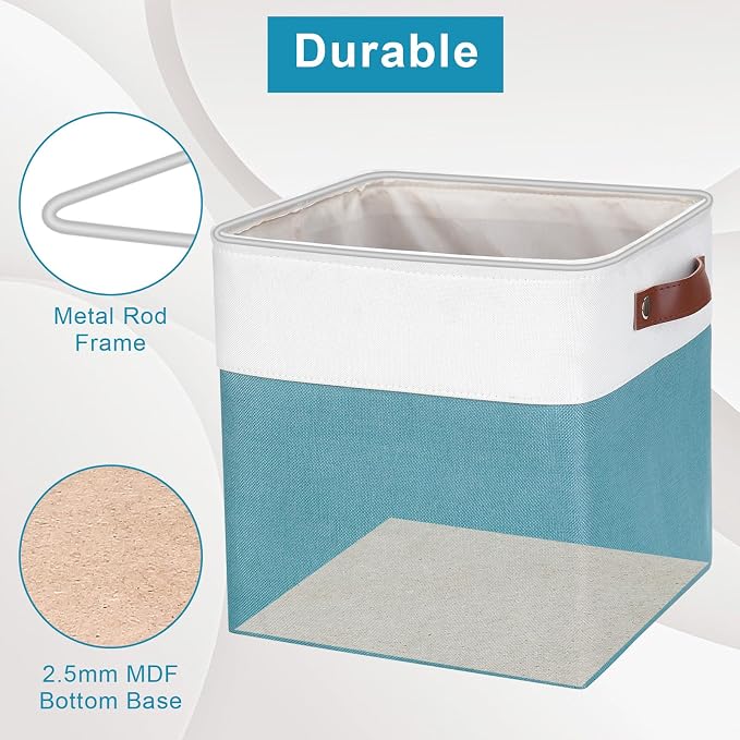 Collapsible Fabric Storage Cubes 11x11 Cube Storage Bins, 4 Pack Closet Baskets - Image 5