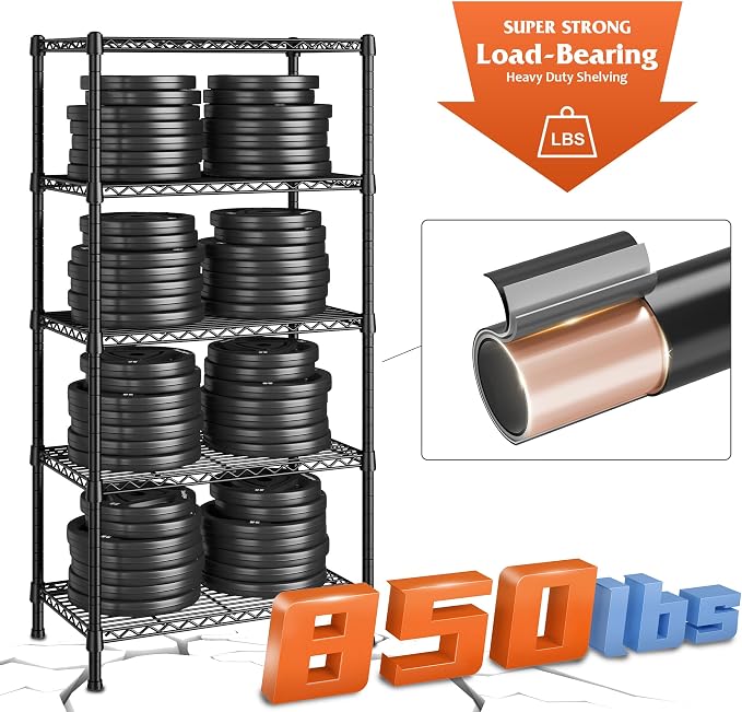 REIBII Wire Shelving Rack 5-Tier Metal Shelves - Image 5