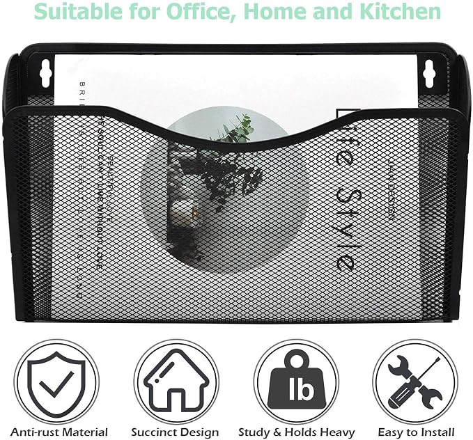 EASEPRES 3 Single Pocket Mesh Hanging File Organizer, Vertical Wall Mounted - Image 5