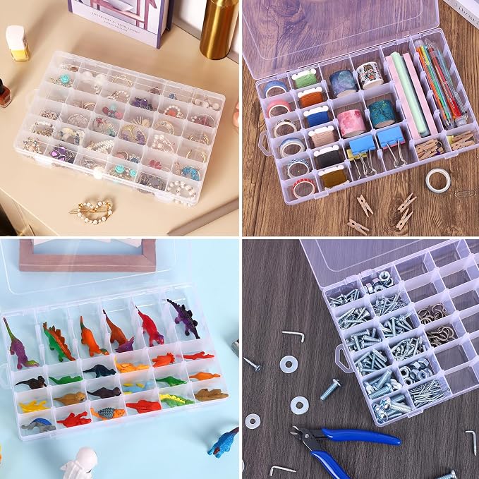 OUTUXED 4 Pack 36 Grids Plastic Bead Organizer Box - Image 6