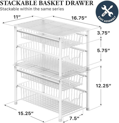 Simple Houseware Stackable Sliding Basket Organizer Drawer - Image 2