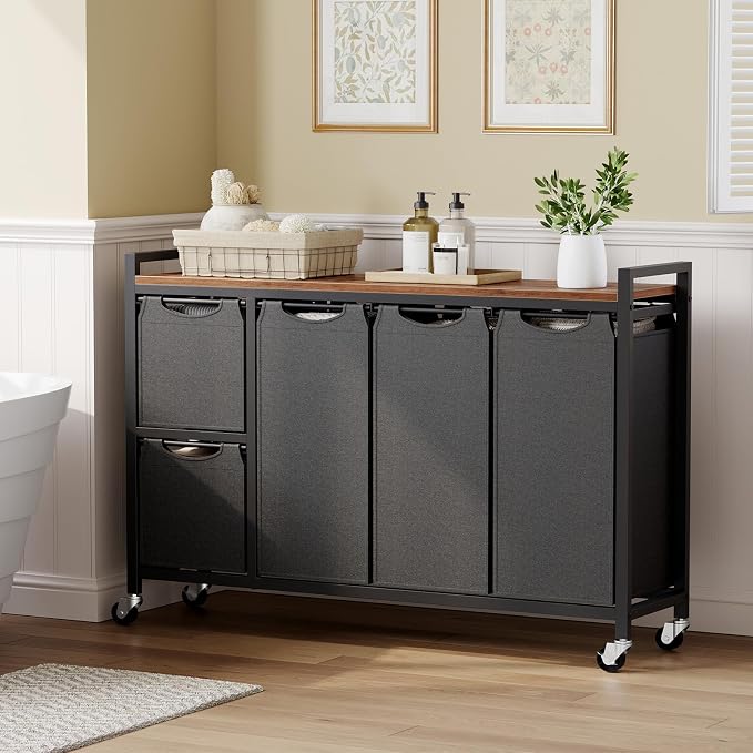 HOOBRO Laundry Sorter with 5 Sections, 45.5 Gal. Laundry Hamper with Wheels and - Image 7
