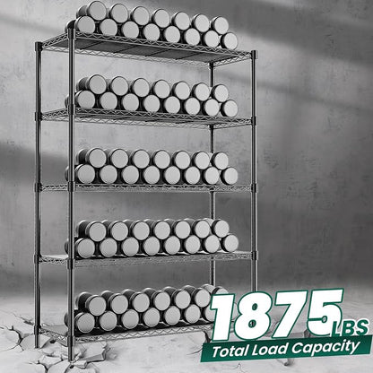 48" W Storage Shelves 5-Tier Wire Shelving, 1875LBS Adjustable Metal Shelving - Image 4