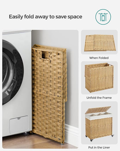 SONGMICS Laundry Hamper with Lid, 37 Gallons, Rolling Laundry Basket with Wheels - Image 9