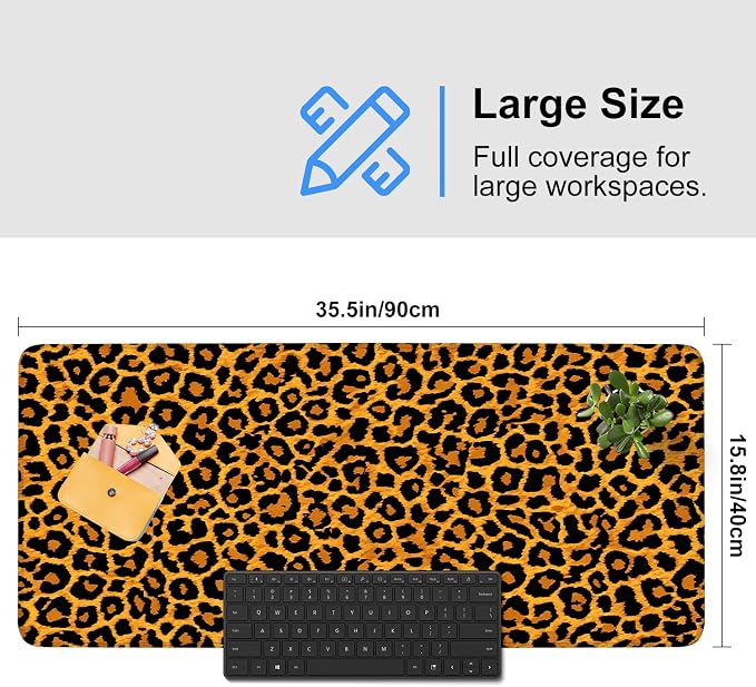Leopard Print Mouse Pad – Large Extended Desk Mat 35.43 x 15.75 in – Bold - Image 3
