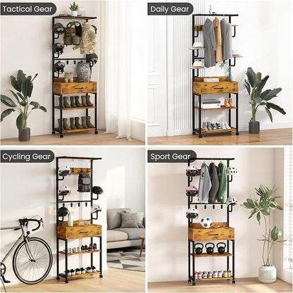 Kikihouse Freestanding Floor Mounted Helmet & Gear Storage Rack, Adjustable - Image 4