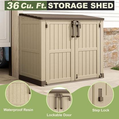 Plastic Outdoor Storage Shed, 36 Cu Ft Waterproof Outdoor Storage Cabinet - Image 3