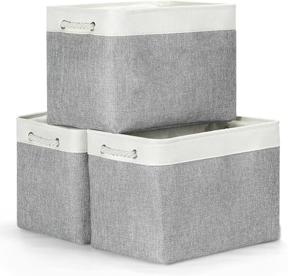 Bidtakay Large Storage Baskets for Organizing 3-Pack Fabric Closet Organizers by BidtakayBaskets