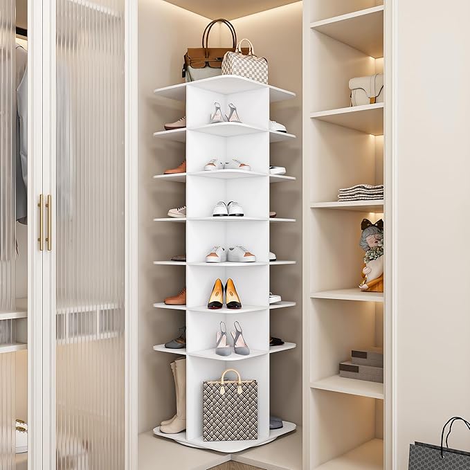 7-Tier Rotating Shoe Rack Tower, 360° Spinning Shoe Organizer by Creatingcomfortableliving