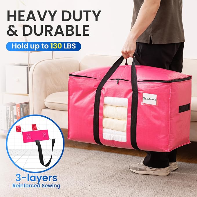 TAILI 10 Pack Pink Extra Large Moving Bags, Heavy Duty Totes - Image 6