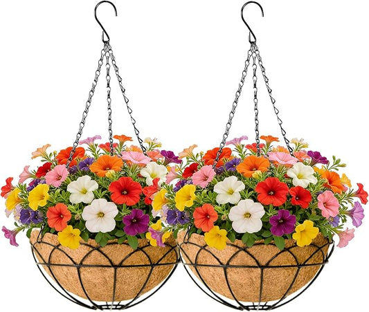 EIMQUVW 12 Inch Outdoor Patio Hanging Planters Black Round Coconut Fiber by EIMQUVW