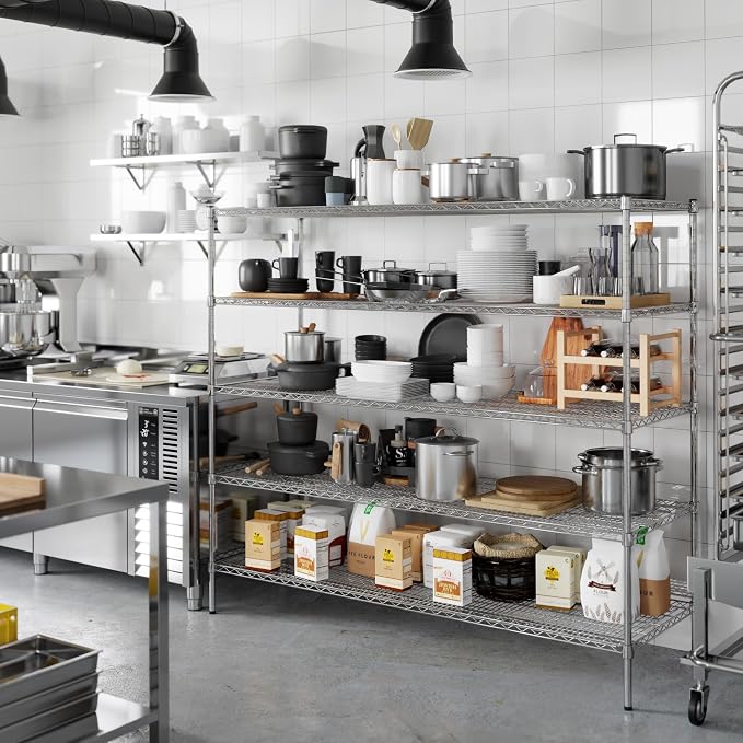 24" Deep x 72" Wide x 64" Height Wire Shelving Kit | 5-Tier | NSF Commercial - Image 6