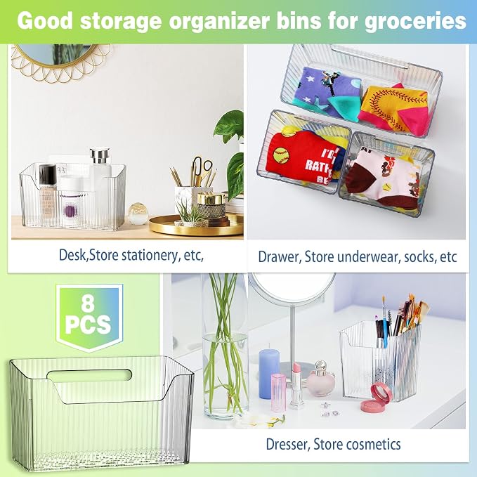 SiliFine 8 Pcs Storage Organizer Bins Wall Mounted Organizer Basket Plastic - Image 6