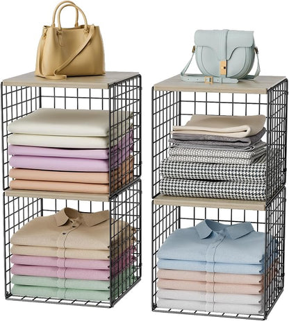 Hencawima 4-Tier Stackable Closet Organizers and Storage, Dual-Layer Reinforced by Hencawima