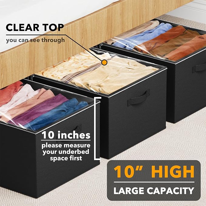 SpaceAid 3 Pack 10" High Under Bed Storage Containers, Large Underbed Storage - Image 2