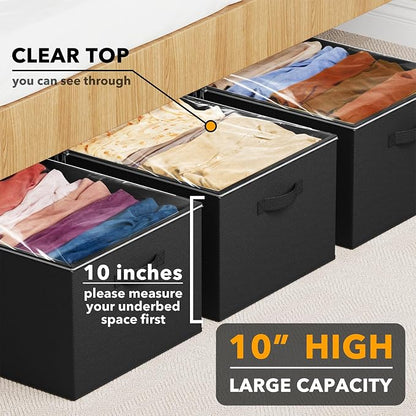 SpaceAid 3 Pack 10" High Under Bed Storage Containers, Large Underbed Storage - Image 2