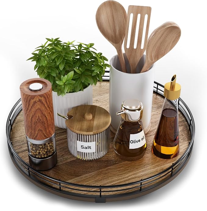 Acacia Wood 13" Lazy Susan Turntable Organizer by HGF