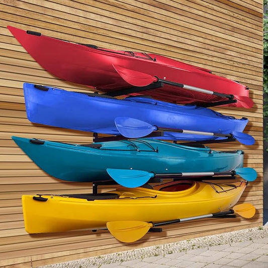 Kayak Wall Mount Rack for 4 Kayaks, Kayak Paddle Holder for Garage Storage by Morohope